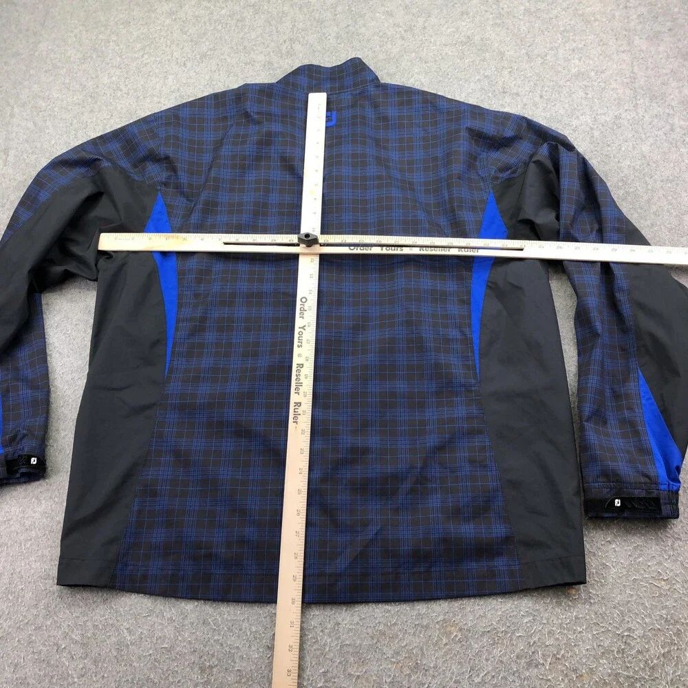 FootJoy Jacket Mens XL Blue Plaid Full Zip DryJoys HydroLite Golf Windbreaker